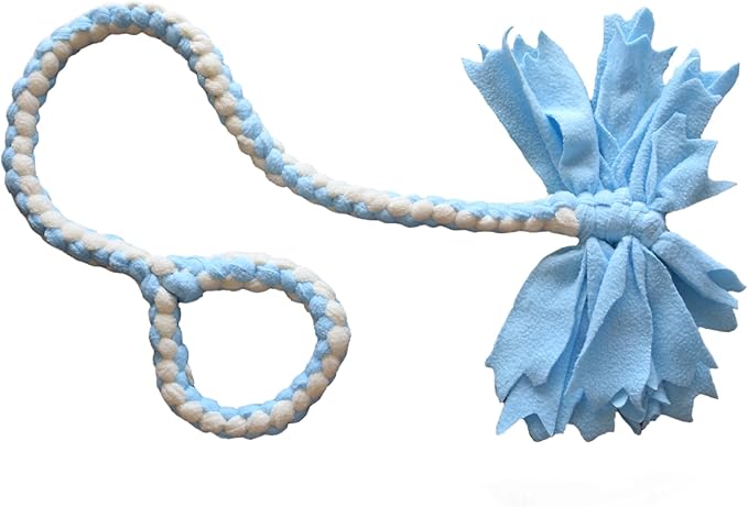 Baba&Nana Braided Fleece Dog Tug Toy, Assorted Colors Dog Rope Toy with Ball, Interactive Tug of War Dog Toy for Large & Medium & Agility Dogs (Blue)