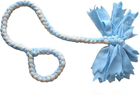 Baba&Nana Braided Fleece Dog Tug Toy, Assorted Colors Dog Rope Toy with Ball, Interactive Tug of War Dog Toy for Large & Medium & Agility Dogs (Blue)