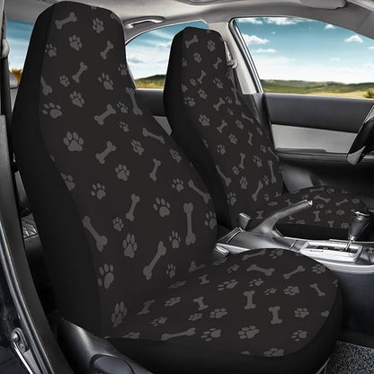Dreaweet Dog Paw Print Car Seat Covers Front Seats Only Washable & Universal 2 Piece Bucket Seat Covers for SUV Sedan Cute Car Accessories for Women Dog Lover