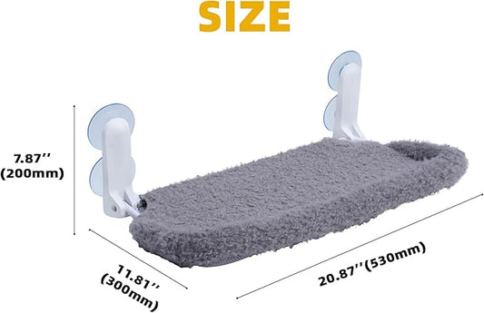 YUNIQUE Cat Window Perch with Cushion Rim, Upturned Edge Bracket, Portable Wall Hammock for Indoor Cat, Grey