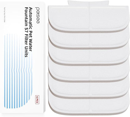6-Pack Replacement Filters for PETSEE S7 Series Automatic Pet Water Fountain – Triple Filtration System, Removes Impurities & Hair, Easy to Use, Replace Every 4 Weeks