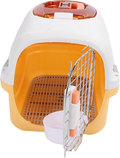 Asixxsix Plastic Dog Kennel, Airline Approved Breathable Pet Carrier with Top Window Handle for Small Dogs (Yellow)