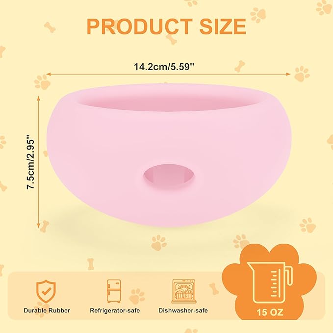 Dog Enrichment Toys, Durable Silicone, Interactive Engagement Slow Feeder Dog Bowls, Pink