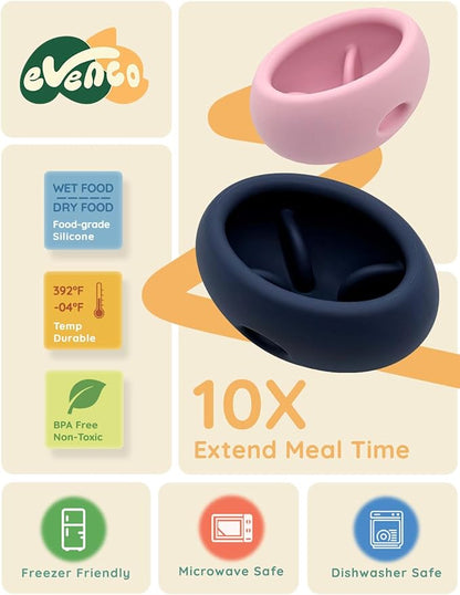 2-in-1 Dog Enrichment Toy & Slow Feeder - Interactive Freeze Licking Bowl and Treat Dispenser for Dogs, Relieves Boredom and Anxiety, Navy Blue