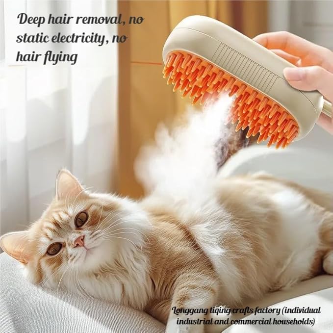 360° Rotating Cat Brush for Hair Removal and Grooming - Non-Slip ABSPet Hair Brush with Ergonomic Handle, Gentle Brushes for Cats, Dog & Small Animals (Khaki)