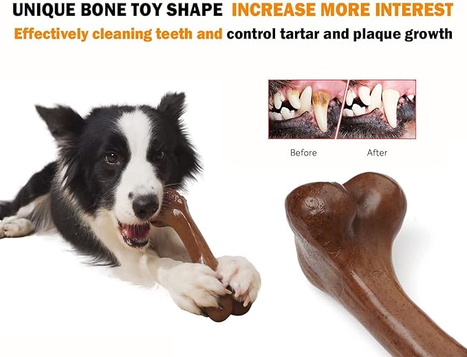 Dog Hard Chew Toys, Dog Chew Toys for Aggressive Chewers, Aggressive Chewing Dog Toys, Durable Dog Toys for Medium/Large Breed Dogs, Beef Flavor (3pcs)