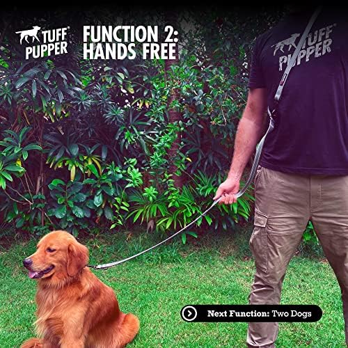 Tuff Pupper Heavy Duty Multi Function Crossbody Leash | 6 Uses in One Cross body Leash | 8 Feet Hands Free Leashes | Two Dog Leashes | Ballistic Nylon & Thick Neoprene Padding, Small Medium Large Dogs - Image 5