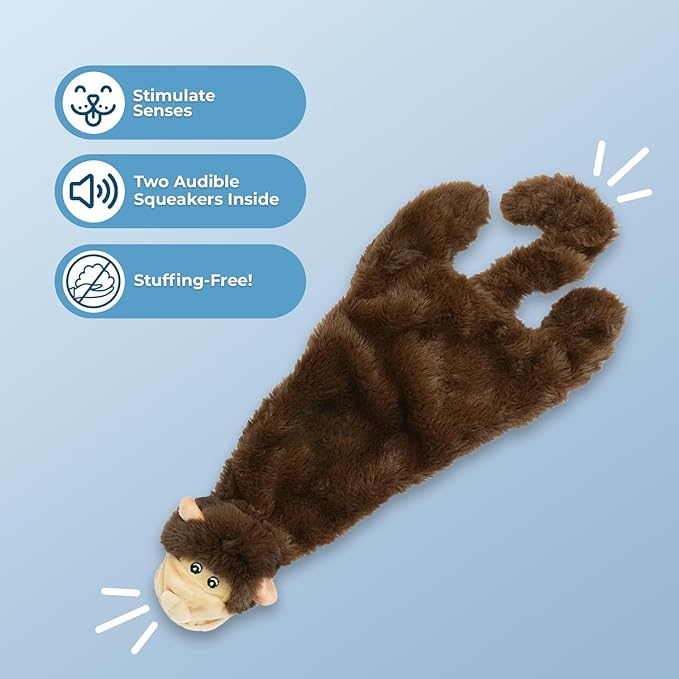 Best Pet Supplies Squeaky Dog Toys with Soft Durable Fabric for Small, Medium and Large Pets Interactive Toy for Indoor Play, Supports Active Biting and Play - Cow, Monkey, Small