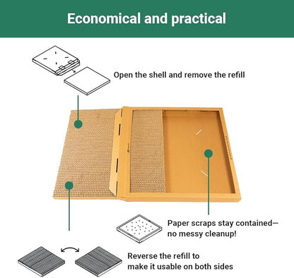 Cat Scratching Pad Board, Refillable and Combinable Corrugated Cat Scratchers for Indoor Cats, Double-Sided and Recyclable Cardboard (2Pack)