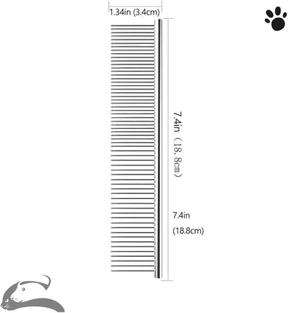 Steel Comb for Dog Grooming,Metal Dog Comb,Metal Combs for Dogs & Cats & Small Dog Grooming,Sorxine Pet Comb for Removing Matted Fur, Knots & Tangles,Shedding (Silver+White)