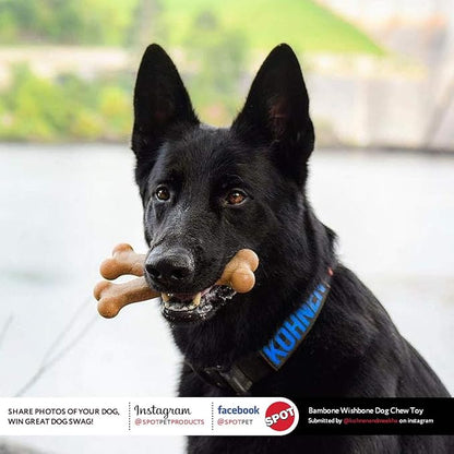 SPOT Bam-Bones Wishbone - Made with Strong Bamboo Fiber, Durable Long Lasting Dog Chew for Light to Moderate Chewers, Great Toy for Adult Dogs & Teething Puppies Under 50lbs, 7in, Chicken Flavor