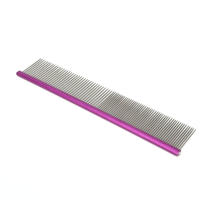 Greyhound Comb For Dogs, Metal Dog Comb Dog Combs with Rounded Ends Dog Comb Cat Comb For Removing and Knots Grooming Tool For Long Short Haired Dog (Purple 19cm/7.5in)
