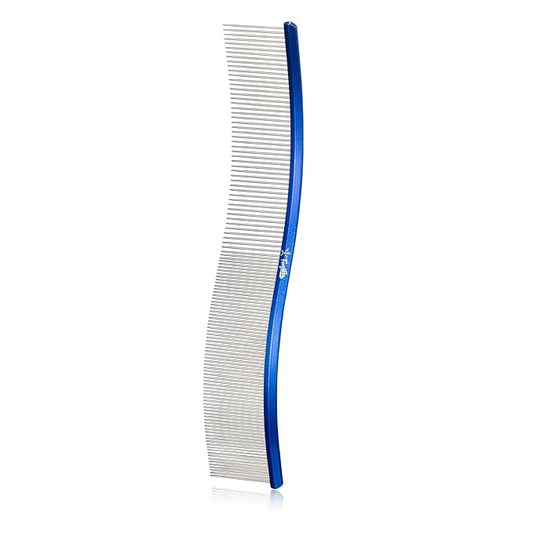 Pet Comb Stainless Steel Comb for Dogs Cats Pet Hair Comb for Grooming Curved with Rounded and Smooth Ends Stainless Steel Teeth Tools for Remove Tangles and Knots (BULE)