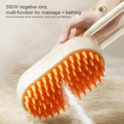 3-in-1 Cat Grooming Brush – Water Spray & Self-Cleaning Shedding Brush for Cats & Dogs – Pet Hair Removal & Massage Comb for Long & Short Hair (beige). (Beige)