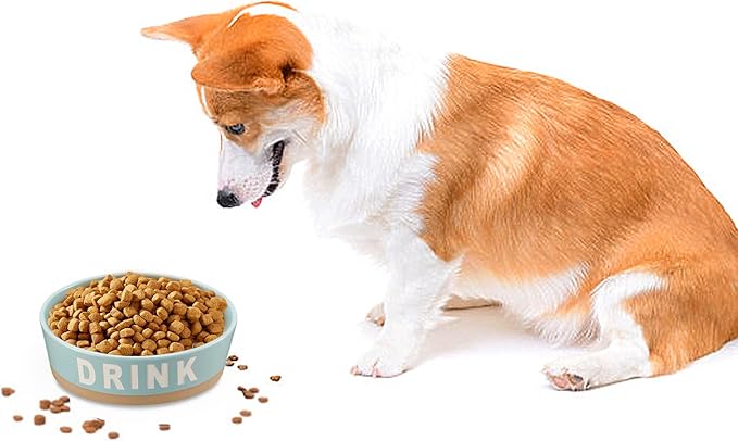 8" Non-Slip Ceramic Dog Bowl, 40 Oz Heavy-Duty Dog Food/Water Dish, Pet Feeding Bowl for Small and Medium Dogs, Food Grade Porcelain Pet Feeder Bowl, Microwave and Dishwasher Safe