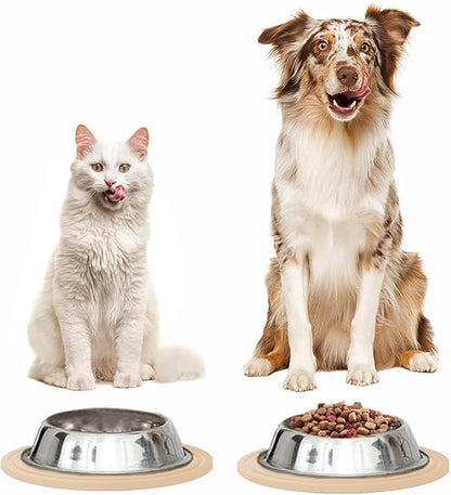 2 Pack Silicone Cat Food Mat Small, Cat Water Bowl Mat for Indoor, Dog Bowl Mat Prevent for Food and Water Overflow, Rubber Feeding Mat for Pet, 9.5"x9.5"