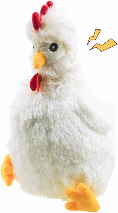 Squeaky Stuffed Dog Toys – Fat Plush Chicken Chew Toy, Cute & Funny Interactive Puppy Toy for Small, Medium & Large Dogs(White Chick)