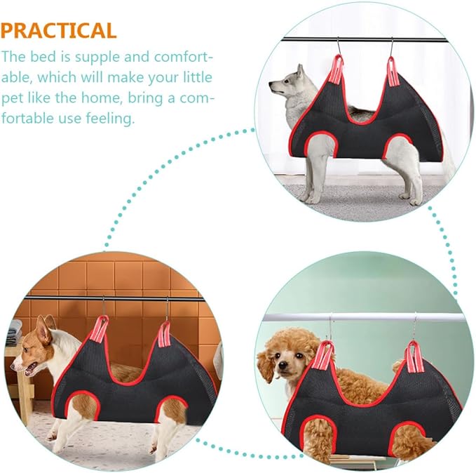 Cat Grooming Hammock Bed, Breathable Hanging Pet Bed with Comfortable Suspended Design, Medium Black-red for Cats and Small Dogs