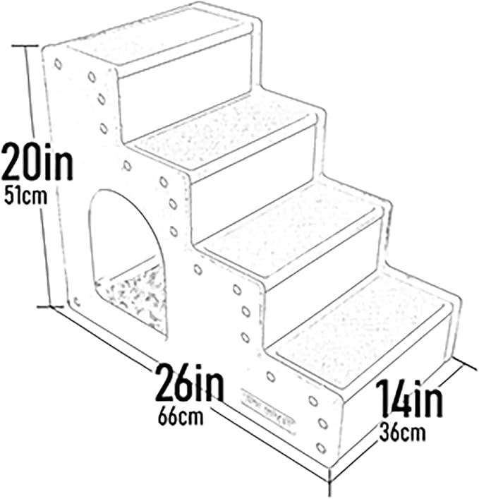 Pet Gear Pet Step IV Pet Stairs for Small Dogs and Cats up to 50 pounds, Lightweight, No Tools Required, 13 Colors to Choose from, Essential Grey with Pet Den
