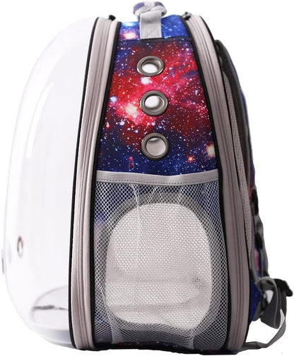 Galaxy Blue Cat Bubble Backpack, Back Extension Space Capsule Astronaut Clear Window Fit up to 12 Pounds Cat, Vet Transport Carry Bookbag, Airline Approved - Image 5