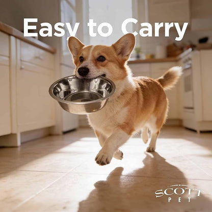 Scott Pet Bowl, Stainless Steel Pet Water and Food Bowl, 5 Quarts (11.25 x 11.25 x 3.69 Inches, 0.52 lbs), Dishwasher Safe, Rust Resistant, Silver