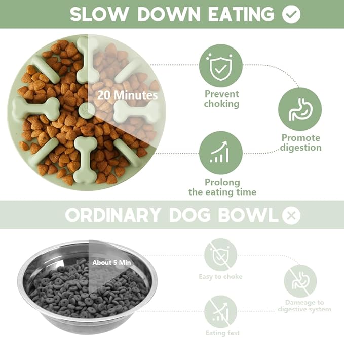 Soft Silicone Anti-Choking Puzzle Dog Bowl Insert - Anti-Slip Slow Down Eating Feeder for Regular Elevated Dog Bowls