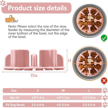 Soft Silicone Anti-Choking Puzzle Slow Feeder Insert, Compatible with Regular Elevated Dog Bowls Slow2.0