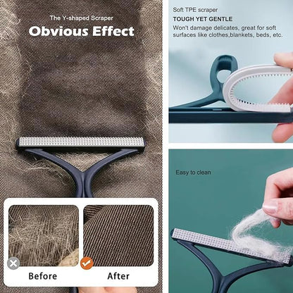 Pet Hair Removal Glove 4-in-1 Premium Dog Cat Hair Removal Glove & Brush Set Electrostatic Pet Hair Remover for Furniture Carpet Car Complete Grooming Bundle with Lint Remover Reusable Magic Brush