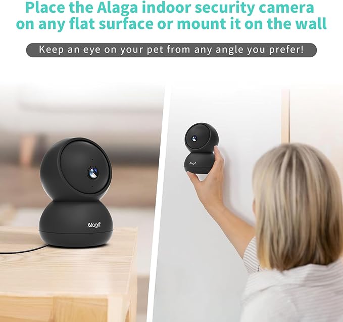 5MP Indoor Security Camera, 2.4G/5G Dual-Band WiFi Home Camera with 360° View, Smart Motion Tracking, Two-Way Audio, Night Vision, Plug-in Monitor for Baby Pet Elder Works with Alexa, Black