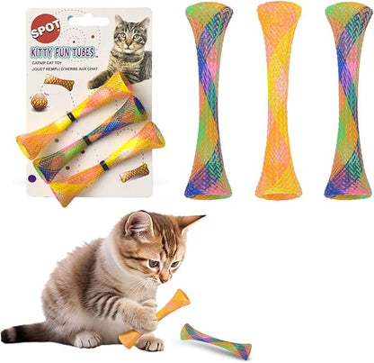 SPOT Kitty Fun Tubes Cat Toy | Bouncy Cat Toy with Catnip Inside for Cats and Kittens to Bite, Swat and Chase | Interactive Cat Toy | 3 Pieces
