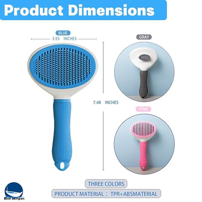 Cat Brush for Shedding, Self Cleaning Slicker Brush, Soft Silicone Self Cleaning for Short and Long Haired Cats for Grooming and Massaging