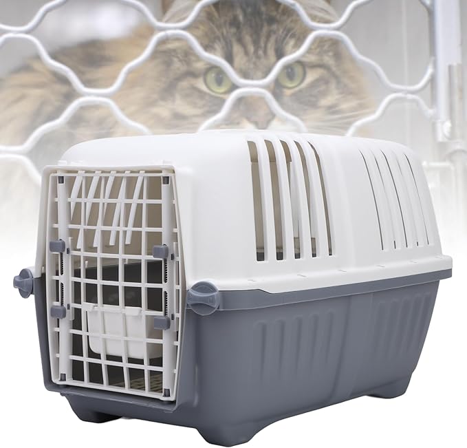 Dog Crate, Airline Approved Comfortable Breathable Lightweight Dog Carrier, Pet Carrier with Plastic Wire Door and Stay Dry Moat for Cats Dogs Rabbits