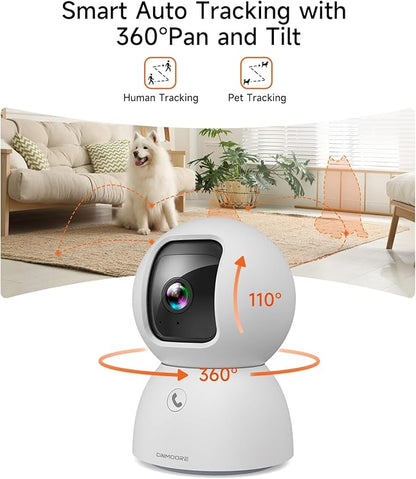 5G Pet Camera Indoor with Phone App, 3K Cat Dog Cameras with Speaker, Pan-Tilt WiFi Baby Monitor Camera for Home Security, Pet/Facial AI Detection Motion Tracking, 2-Way Talk, 2.4G/5G Wi-Fi