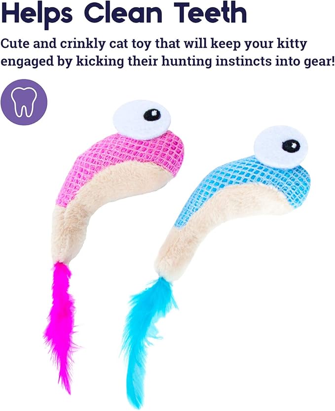 Catstages Petstages Dental Shrimpies Catnip Cat Chew Toy - 2 Pack