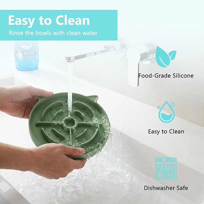 2 Pcs Silicone Slow Feeder Cat Bowl, Cat Slow Feeder for Food Training, Interactive Puzzle Bowls for Puppy, Kitten Dishes to Prevent Overeating, Treat Toys Suitable for Dry and Wet Food