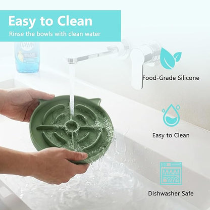 2 Pcs Silicone Slow Feeder Cat Bowl, Cat Slow Feeder for Food Training, Interactive Puzzle Bowls for Puppy, Kitten Dishes to Prevent Overeating, Treat Toys Suitable for Dry and Wet Food