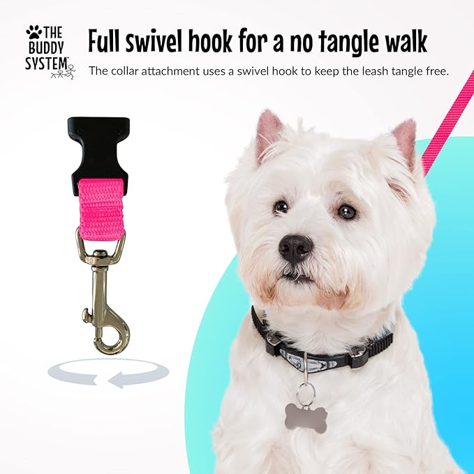 The Buddy System Hands Free Dog Leash, Adjustable Leash for Running, Jogging, Training and Service Dogs, Great for Small, Medium and Large Dogs, Made in USA (Pink, Small Dog System (Large Belt))