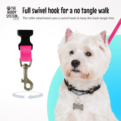 The Buddy System Hands Free Dog Leash, Adjustable Leash for Running, Jogging, Training and Service Dogs, Great for Small, Medium and Large Dogs, Made in USA (Pink, Small Dog System (Large Belt))