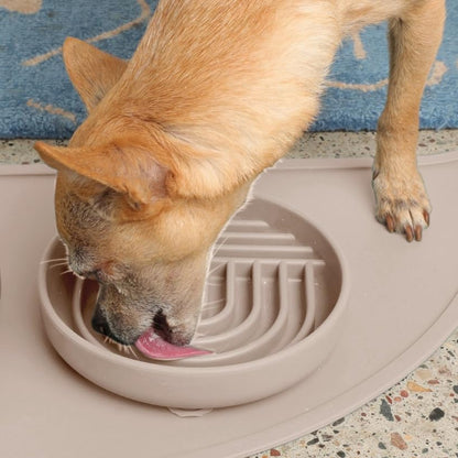 Slow Feeder Dog Bowl - Silicone Dog Bowl, Small, 6" x 1.25" - Tan - Image 6