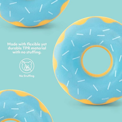 ZippyPaws ZippyTuff Dog Chew Toy - Durable Rubber Chew Ring Toy, Puppy Teething Toys, Tough & Squeaky Toys for Small, Medium, & Large Dogs, Flexible TPR Material - Blueberry Donut