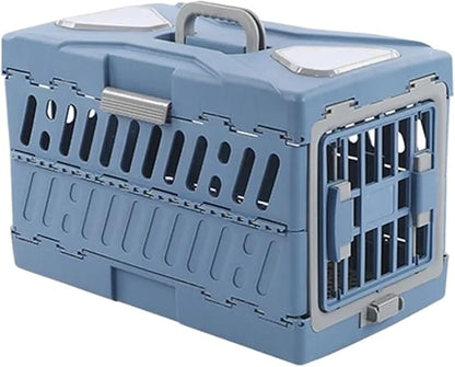 Portable Foldable Pet Kennel, Breathable Check-in Carrier for Cats and Small Dogs(Blue)
