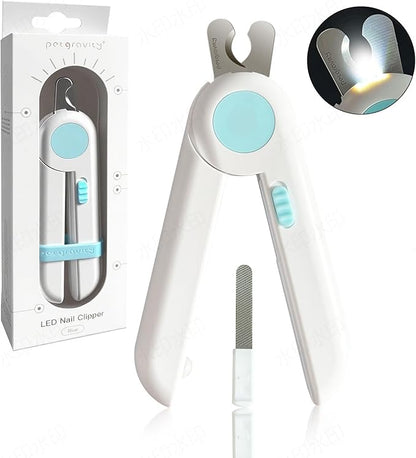 Dog/Cat Nail Clippers with Light - Safe Trimming for Cats & Dogs, Illuminates Quick to Prevent Overcutting, Includes Nail File for Thick Nails
