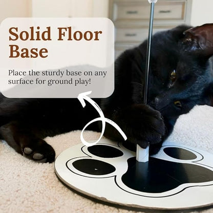 18-Piece Interactive Cat Toys for Indoor Cats -PATENTED Heavy Duty Self-Holding Floor Base & Suction Cup - Durable Feather Wand Bird Simulation Self Play Kitten Toys for Bored Adult Cats Juguete Gato