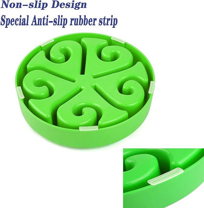 Dog Bowl Slow Pet Feeders Non Skid Bowl Dog Water Bowl Dry Food Bowl Slow Feeder Fun Bowl Slow Eating Bowl for Small Dog Large Dog Medium (Green, M)
