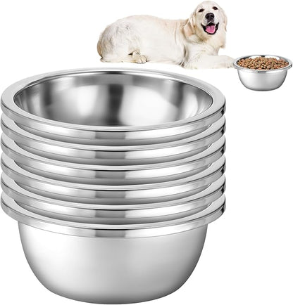 1 Gallon Large Dog Bowl Set of 6, Stainless Steel Metal Water Bowls 128oz High Capacity Heavy Duty Pet Food Bowl for X-Large and Giant Dogs, Easy to Clean
