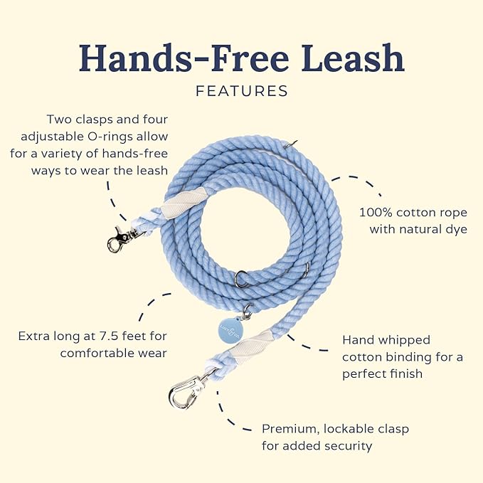Denim Blue Hands-Free Rope Leash