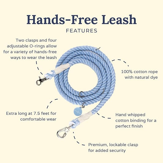 Denim Blue Hands-Free Rope Leash