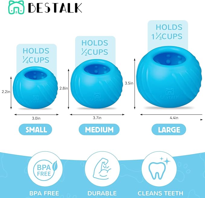 Long-Lasting Dog Lick Toy, Wobbly Dog Enrichment Lick Bowl to Keep Dogs Busy, Interactive Stuffable Dog Treat Feeder for Boredom, Silicone Treat Dispensing Chew Toy(Light Blue,L)