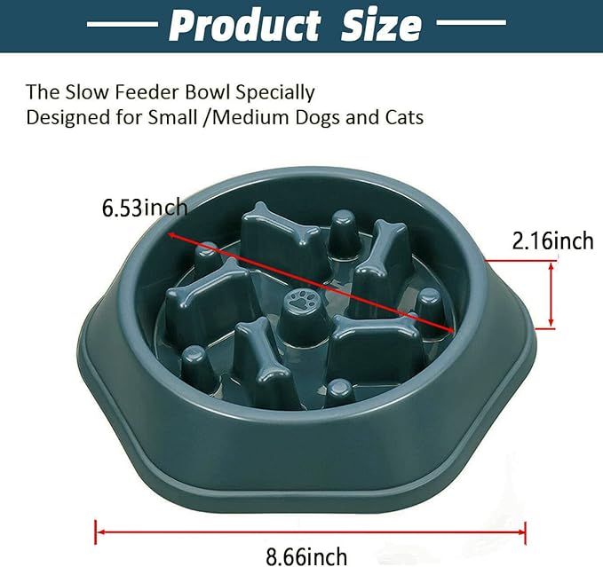Slow Feeder Dog Bowl,Anti Gulping Healthy Eating Interactive Bloat Stop Fun Alternative Dog Slow Food Feeding Pet Bowl,