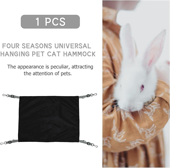 VICASKY Cat Hanging Bed Waterproof Nylon Double-Sided Thickened Pet Hammock Black Four Seasons Hanging Nest for Indoor Outdoor Cats